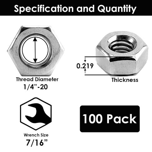 Bolt Dropper - Hex Nuts Thin - 5/16"-18-304 - Set of 100 - Secure Nut - Machine Nuts - Metric Nuts - Hardware Nuts - 3/8 Nuts in Kuwait