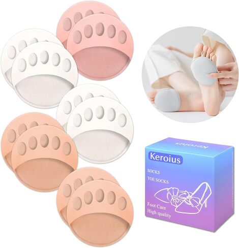 5 Pairs Ball of Foot Cushions Pads, Honeycomb Fabric Forefoot Pads for Metatarsal Pads,No Show Women's Half Socks Pads Invisible Toe Topper Liner Socks Sponge Cushion (Package 1) in Saudi Arabia