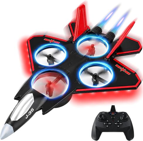 BEZGAR RC Fighter Jet Toy, RC Plane with LED Lights & 360° Flip, Blue in Kuwait