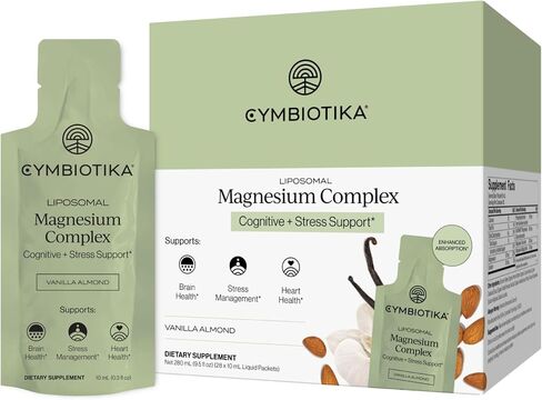 CYMBIOTIKA Liposomal Magnesium L-Threonate 1300mg, Focus Memory Brain Support, Magnesium Supplement for Sleep, High Absorption, Keto, Vegan, Gluten Free, Vanilla Creme, 30 Day Supply in Kuwait