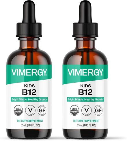 Vimergy USDA Organic B12 - Travel Size - 30 Servings – Alcohol Free B-12 Liquid Vitamin - Supports Brain Energy, Nervous System, Cognition, Memory - No Gluten, Non-GMO, Vegan & Paleo (30 ml) in Kuwait