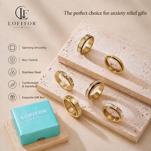 LOFITOR Anxiety Rings for Women Spinner Fidget Ring Set Anti Stress in Saudi Arabia