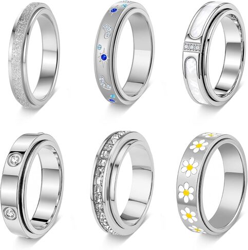 LOFITOR Anxiety Rings for Women Spinner Fidget Ring Set Anti Stress in Saudi Arabia
