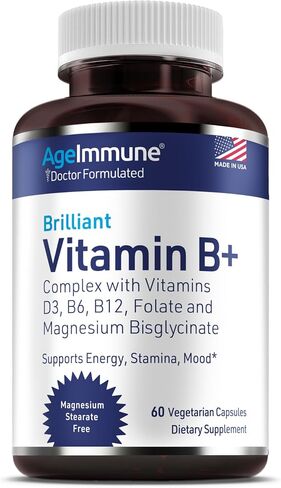 Vitamin B Complex with Vitamins B6 20mg, D3 1000IU, Albion Magnesium Bisglycinate 260mg, Methyl B12 1000mcg, and Folate as Methylfolate 600mcg DFE. Doctor Formulated MTHFR Support Supplement. in Saudi Arabia