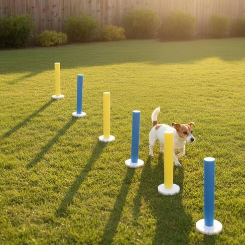 Agility Training Equipment Dog Agility Set Obstacle Course Tunnel Jump Hoop Lightweight Polyester Padded Foam Posts Suitable for Pet Exercise Outdoor Home in Kuwait