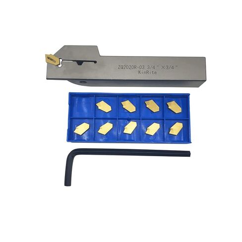 5/8in 3/4in Indexable Lathe Grooving Parting Holder with 10 Pieces GTN- SP200 SP300 Heavy Duty Nickel Plated ZQ1616/2020R02/03 Right -Hand Cut Off Tool Carbide Inserts (5/8" Holder + SP200) in Kuwait