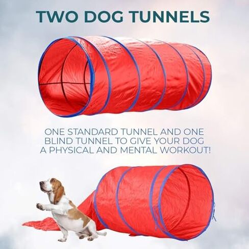 Dog Agility Training Set, 7-Piece Outdoor Indoor Obstacle Course,with Tunnels, Jumps & Weave Poles,for Puppy Exercise/Mental Stimulation in Saudi Arabia