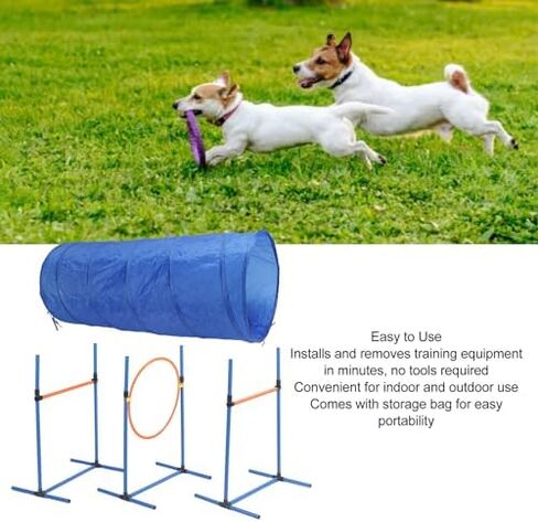Dog Agility Kit,Indoor Outdoor Dog Training Exercise Fun Tool,with Tunnel, Hoop & Poles,for Backyard Fun/Pet Fitness in Saudi Arabia