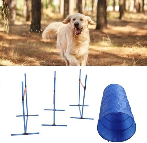 Dog Agility Kit,Indoor Outdoor Dog Training Exercise Fun Tool,with Tunnel, Hoop & Poles,for Backyard Fun/Pet Fitness in Saudi Arabia