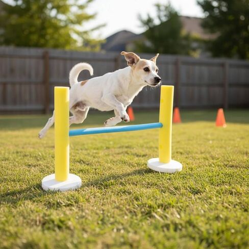 Agility Training Equipment Set with Tunnel Jump Hoop Hurdle Foam Posts Features Lightweight Polyester Construction Suitable for Pet Exercise Obstacle Training at Home Outdoor Use in Kuwait