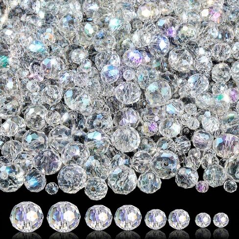 1000Pcs Glass Beads for Jewelry Making, 4/6/8/10mm Bracelet Making Kit in Kuwait