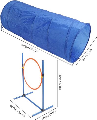 Dog Agility Training Kit with Tunnel, Ring, and Poles – Lightweight, Easy to Assemble, ABS and Polyester Construction in Kuwait