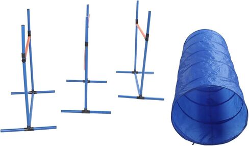 Dog Agility Training Kit with Tunnel, Ring, and Poles – Lightweight, Easy to Assemble, ABS and Polyester Construction in Kuwait
