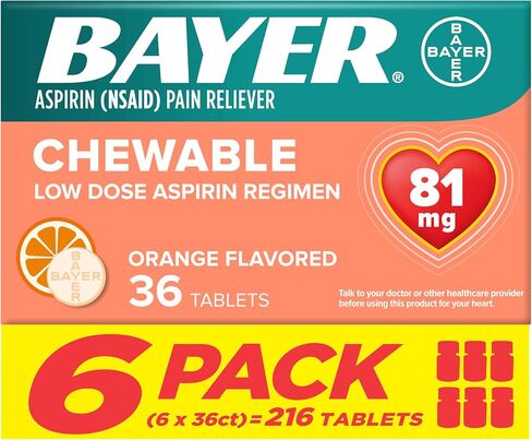 Bayer Chewable Low Dose Aspirin, 216 Tabs in Saudi Arabia