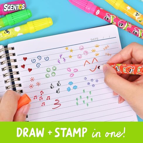 Scentos Scented 20 Pack Double-Ended Stamper Marker, 20 Colors and Scents, with Fruit Scent, Broad Line, Washable Marker, Dual Marker, Stamp Marker, for Kid, Age 3+ in Saudi Arabia