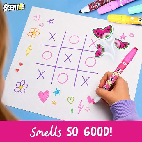 Scentos Scented 20 Pack Double-Ended Stamper Marker, 20 Colors and Scents, with Fruit Scent, Broad Line, Washable Marker, Dual Marker, Stamp Marker, for Kid, Age 3+ in Saudi Arabia