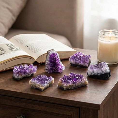 CrystalTears Amethyst Crystal Geode Cluster Raw Amethyst Rock Quartz Healing Crystals Druzy Geode Mineral Specimen Gemstone for Meditation Reiki Healing Home Decor 0.18-0.33 lb Christmas Gift in Saudi Arabia
