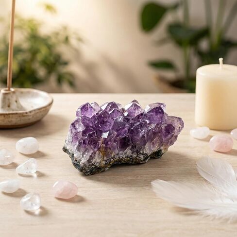 CrystalTears Amethyst Crystal Geode Cluster Raw Amethyst Rock Quartz Healing Crystals Druzy Geode Mineral Specimen Gemstone for Meditation Reiki Healing Home Decor 0.18-0.33 lb Christmas Gift in Saudi Arabia