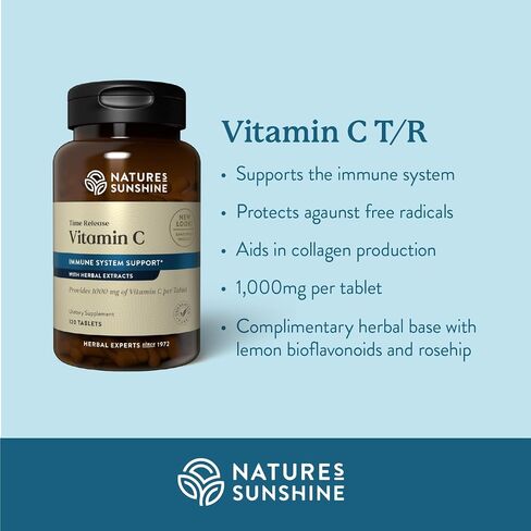 Natures Sunshine Vitamin C Time Release، 1000 مجم، 120 قرصًا | يدعم جهاز المناعة ويقضي على الجذور الحرة الخطرة in Kuwait