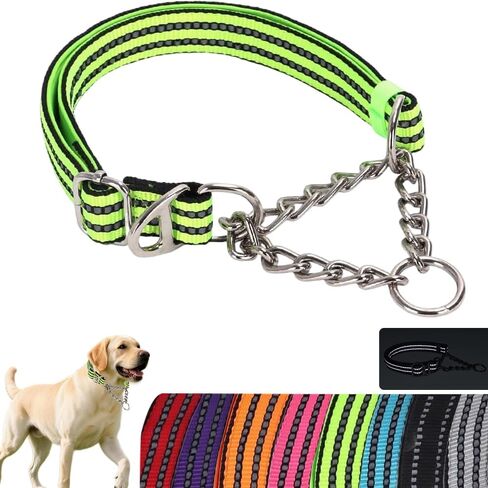 Martingale Collar for Large Dogs, Reflective Dog Chain Collars Green, L in Kuwait