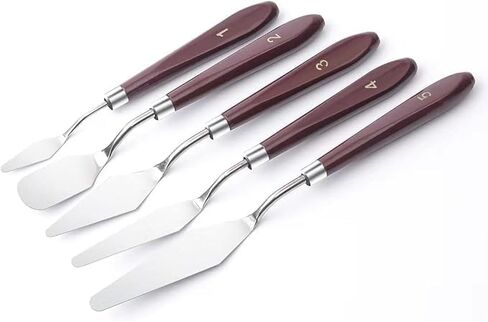FUPUALL 5 Pieces Painting Knives Stainless Steel Spatula Palette Knife Oil Painting Accessories Color Mixing Set for Oil, Canvas, Acrylic Painting in Saudi Arabia