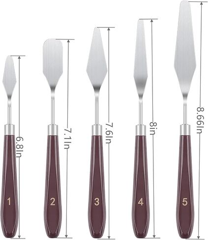 FUPUALL 5 Pieces Painting Knives Stainless Steel Spatula Palette Knife Oil Painting Accessories Color Mixing Set for Oil, Canvas, Acrylic Painting in Saudi Arabia