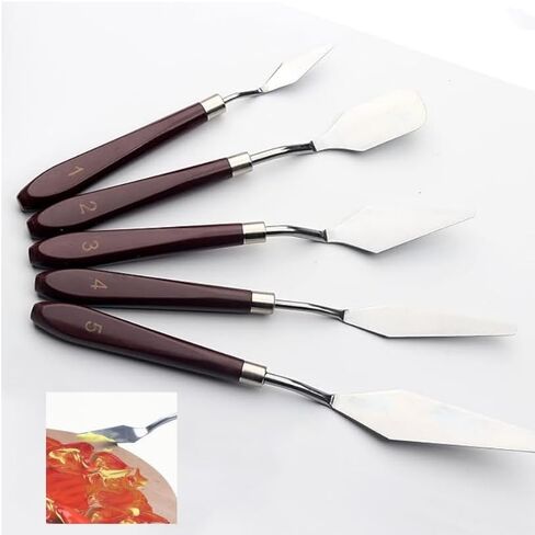 FUPUALL 5 Pieces Painting Knives Stainless Steel Spatula Palette Knife Oil Painting Accessories Color Mixing Set for Oil, Canvas, Acrylic Painting in Saudi Arabia