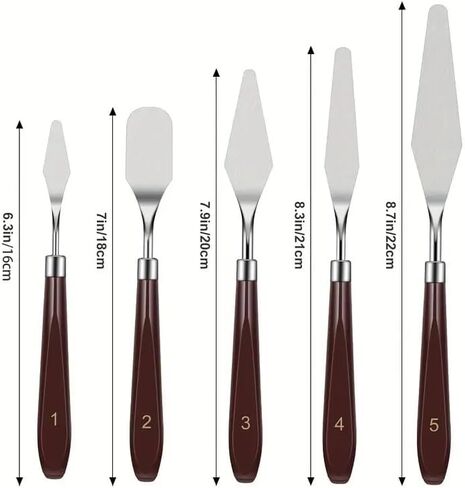 FUPUALL 5 Pieces Painting Knives Stainless Steel Spatula Palette Knife Oil Painting Accessories Color Mixing Set for Oil, Canvas, Acrylic Painting in Saudi Arabia