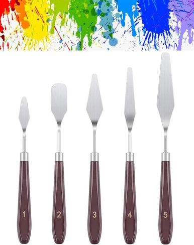 FUPUALL 5 Pieces Painting Knives Stainless Steel Spatula Palette Knife Oil Painting Accessories Color Mixing Set for Oil, Canvas, Acrylic Painting in Saudi Arabia