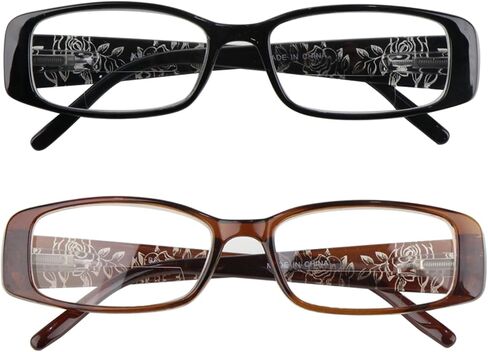 Hyyiyun 2 Pairs Rectangular Bifocal Reading Glasses for Women,Designer Laser Flower Frame Reader Glasses With Spring Hinge in Kuwait