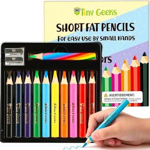 Jumbo Triangle Pencils Set 11 Pack, Short Fat, Colouring with Sharpeners in Saudi Arabia