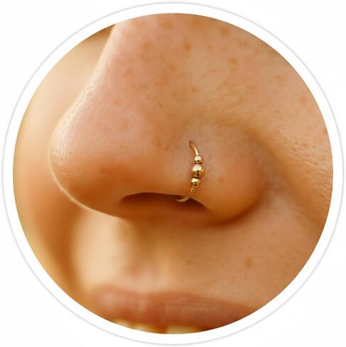 Thin 14k Gold Filled Tiny Nose Ring Hoop - 2 mm White Opal piercing Nose Hoop - 24 gauge very Thin Nose Hoop Tiny Piercings Nose Rings hoop - Opal nose rings in Kuwait