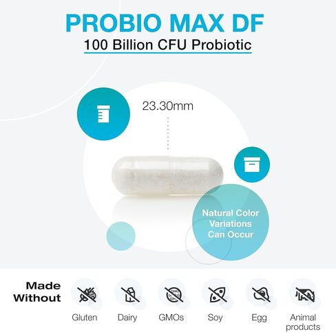XYMOGEN ProbioMax DF - 100 Billion CFU Probiotic Supplement - 4 Strains - Dairy Free Probiotics with Lactobacillus acidophilus + Bifidobacterium lactis HN019 (30 Acid Resistant Capsules) in Saudi Arabia