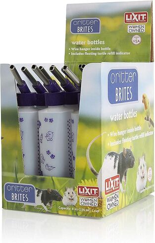 Lixit® Bulk Water Bottles with Display Case for Rabbits, Ferrets, Chinchillas, Rats, Mice, Guinea Pigs', and Other Small Animals - Made in USA (32 Ounce (Pack of 6)) in Kuwait