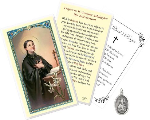 Trendzeen Saint Gemma Galgani Prayer Card - Laminated St Gemma Holy Card, Pray for Us St Gemma Medal, Our Father Prayer Card - St Gemma Galgani Holy Card Set, Total 3 Items in Saudi Arabia