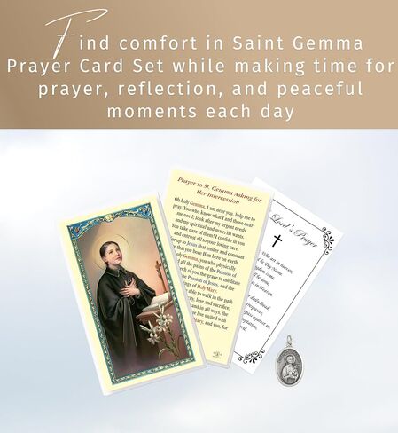 Trendzeen Saint Gemma Galgani Prayer Card - Laminated St Gemma Holy Card, Pray for Us St Gemma Medal, Our Father Prayer Card - St Gemma Galgani Holy Card Set, Total 3 Items in Saudi Arabia