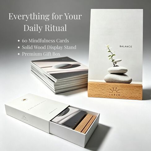 Mindfulness Affirmation Cards – 60 Daily Cards with Wooden Display Stand in Kuwait