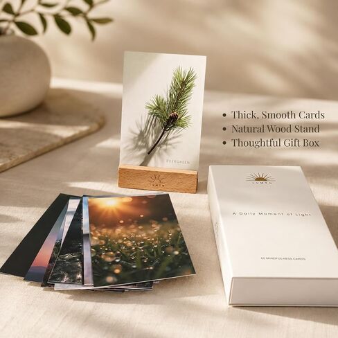 Mindfulness Affirmation Cards – 60 Daily Cards with Wooden Display Stand in Kuwait