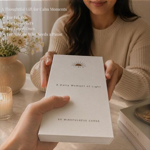 Mindfulness Affirmation Cards – 60 Daily Cards with Wooden Display Stand in Kuwait