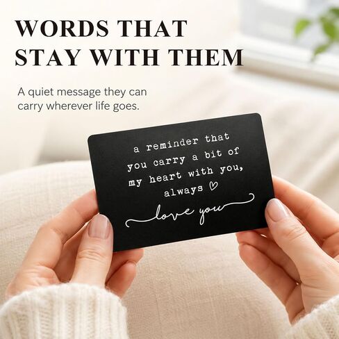 Wallet Insert, Engraved Gift For Him, Valentine’s Day Gift, Birthday Gift, Hubby Gift, Engraved Wallet Insert Card, Reminder You Carry My Heart, Fiance Gift, Husband, Wife, Boyfriend (Black) in Kuwait