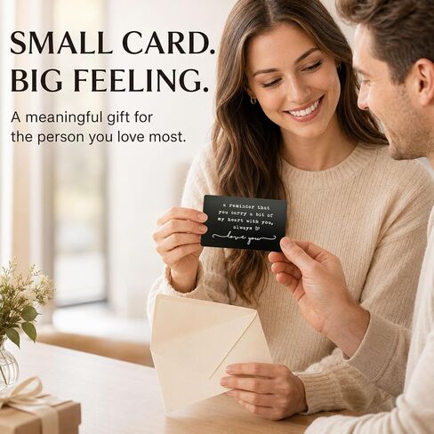Wallet Insert, Engraved Gift For Him, Valentine’s Day Gift, Birthday Gift, Hubby Gift, Engraved Wallet Insert Card, Reminder You Carry My Heart, Fiance Gift, Husband, Wife, Boyfriend (Black) in Kuwait