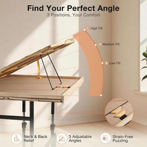 ALL4JIG 1500 Piece Puzzle Table with Legs, 24.53"x33.19"Adjustable Puzzle Table, 3-Tilting-Angle Portable Wooden Puzzle Board with 4 Drawers&Cover,Drafting&Laptop Table for Couch,for Bricks Building in Kuwait