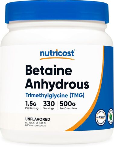 Nutricost Betaine Anhydrous Trimethylglycine (TMG) Powder 500 Grams in Saudi Arabia
