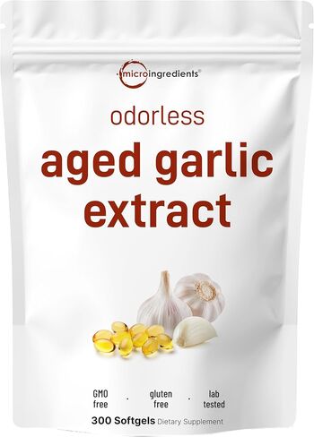 Micro Ingredients Odorless Garlic 7500mg Per Servings, 300 Softgels | 2 Years Aged Garlic Extract, Grown Allium Sativum Bulb | Potent Antioxidant Supplement, Immune Support, and Heart Health in Kuwait