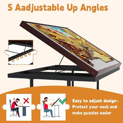 Jigsaw Puzzle Table Adjustable Height with 4 Sorting Drawers & Cover in Kuwait