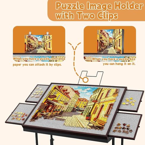Jigsaw Puzzle Table Adjustable Height with 4 Sorting Drawers & Cover in Kuwait