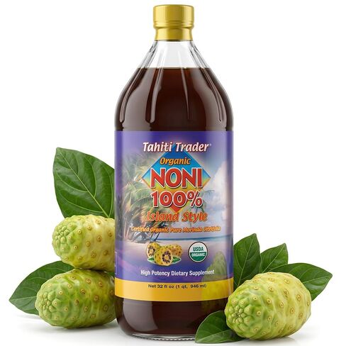TAHITI TRADER Island Style High Potency Noni Juice - Pure Noni Fruit Juice Fermented To Vinegar - Organic Antioxidant Superfood Juice Supporting Energy & Body Health - (32oz, 1 Pack) in Kuwait