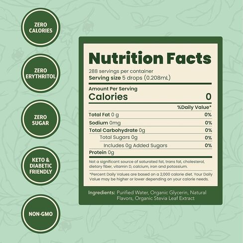 SweetLeaf Sweet Drops مُحلي توفي إنجليزي سائل ستيفيا - قطرات توفي إنجليزي ستيفيا، صفر سعرات حرارية، صفر سكر، غير معدّل وراثيًا، خالي من الغلوتين، صديق للكيتو - 2 أونصة سائلة in Kuwait