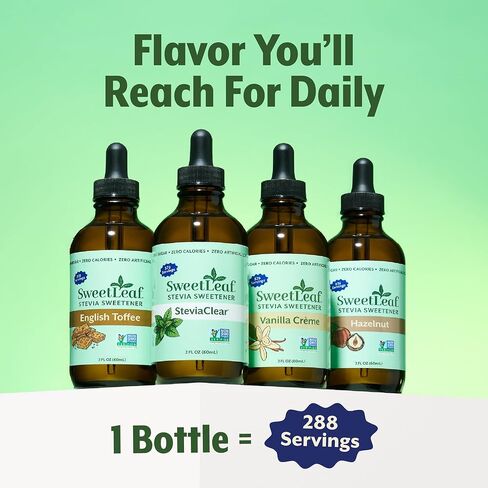 SweetLeaf Sweet Drops مُحلي توفي إنجليزي سائل ستيفيا - قطرات توفي إنجليزي ستيفيا، صفر سعرات حرارية، صفر سكر، غير معدّل وراثيًا، خالي من الغلوتين، صديق للكيتو - 2 أونصة سائلة in Kuwait