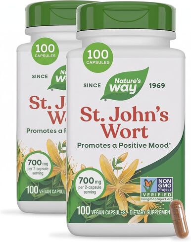 Nature's Way Premium St. John’s Wort Herb, Promotes A Positive Outlook*, 700 mg per serving, 180 Vegan Capsules in Kuwait